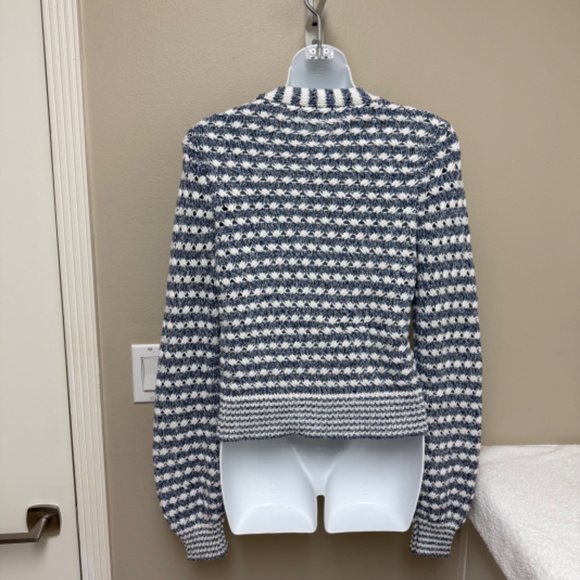 Veronica Beard Artura Cardigan Button Front Striped Blue White Size Small - $398 - Picture 13 of 16